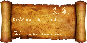 Krámer Henriett névjegykártya